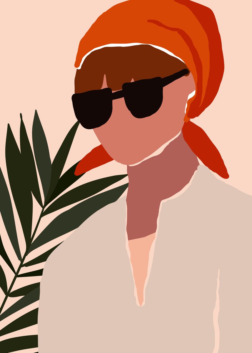 'woman wearing coolers' Poster, picture, metal print, paint by Human