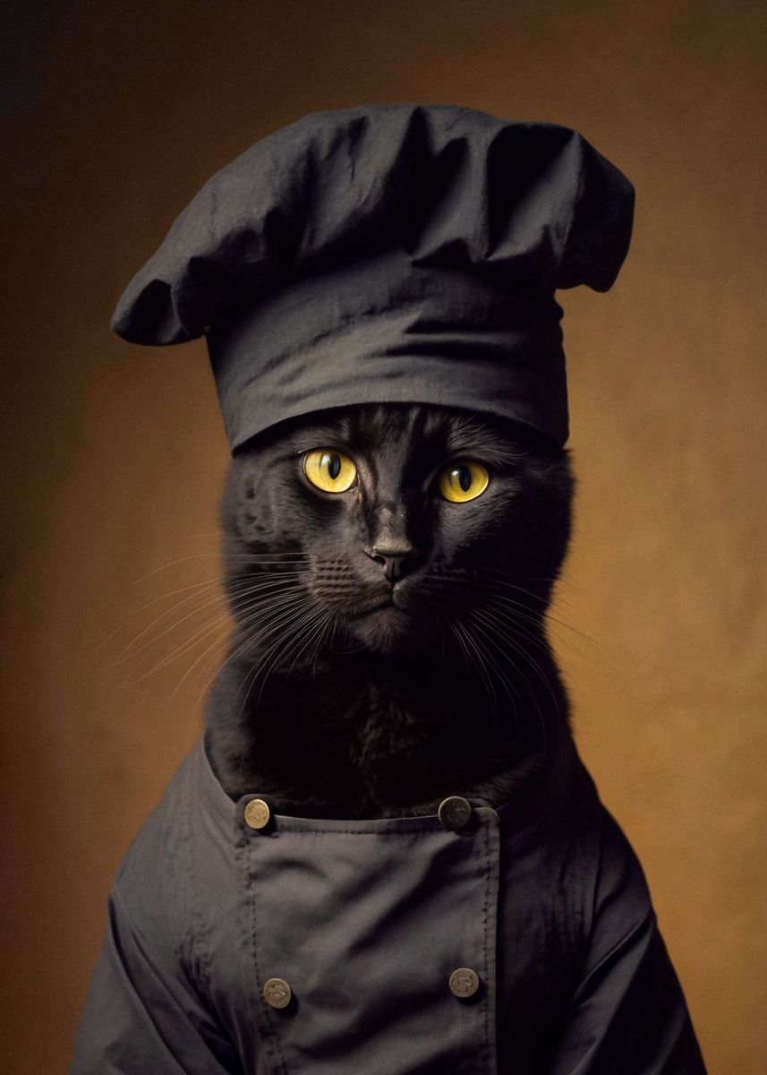 'Chef cat' Poster, picture, metal print, paint by Giordano Aita Displate