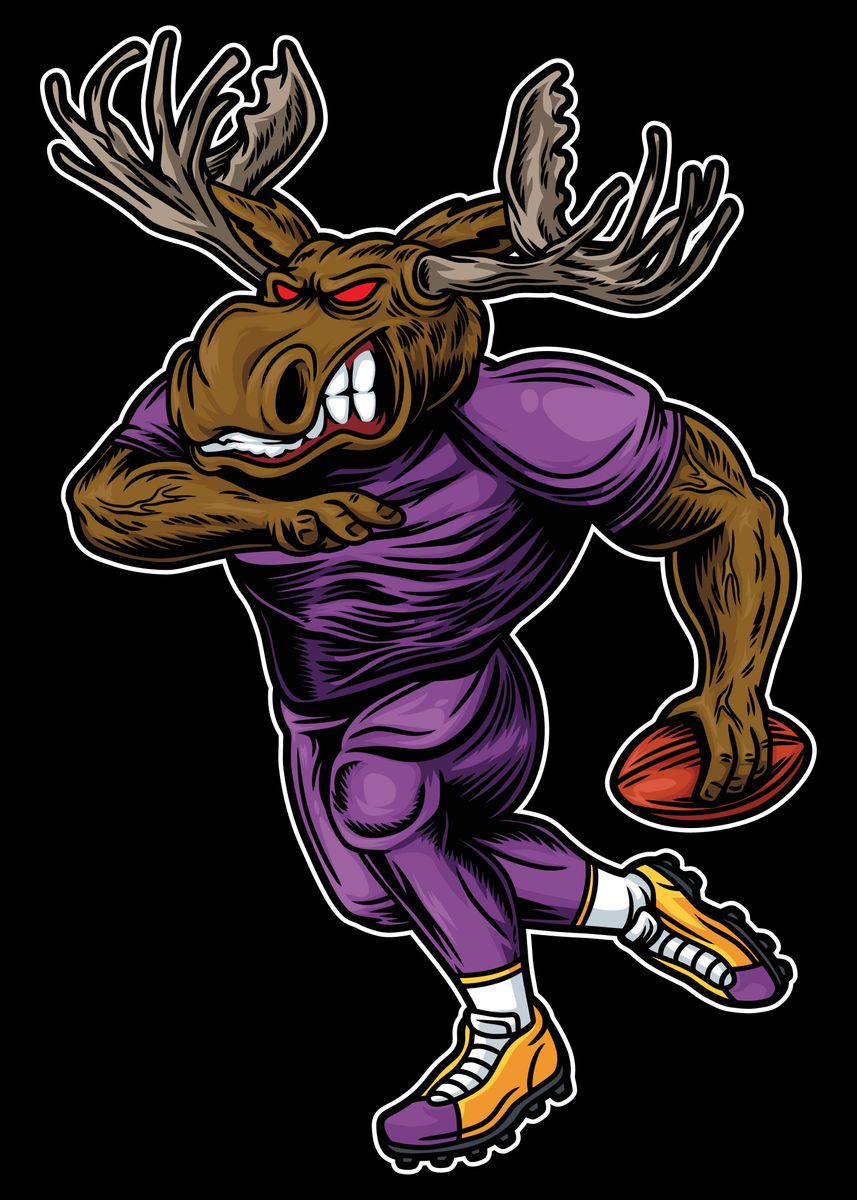 'Moose American Football' Poster, picture, metal print, paint by hendra