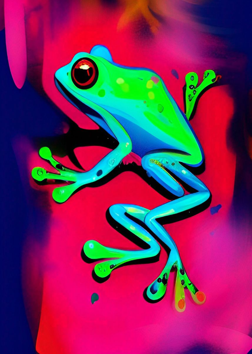 'Funny Frog painted' Poster, picture, metal print, paint by Max Ronn ...