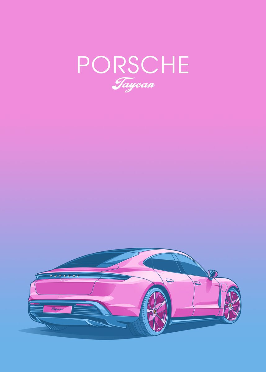 'porsche taycan pink' Poster by capture art | Displate