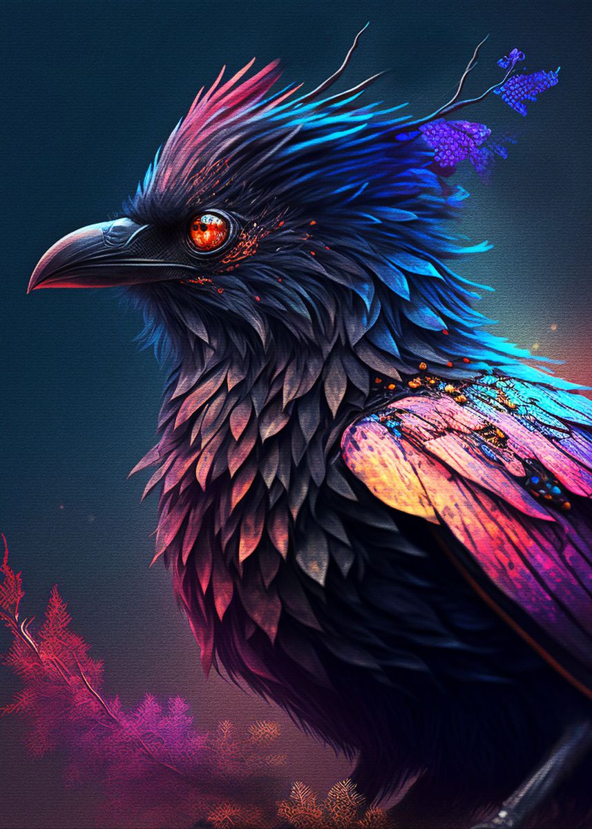 'Fantasy Birds' Poster, picture, metal print, paint by Muh Asdar Displate