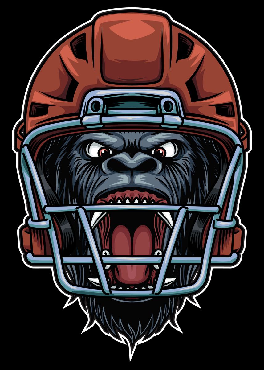 'Gorilla Football' Poster, picture, metal print, paint by hendra