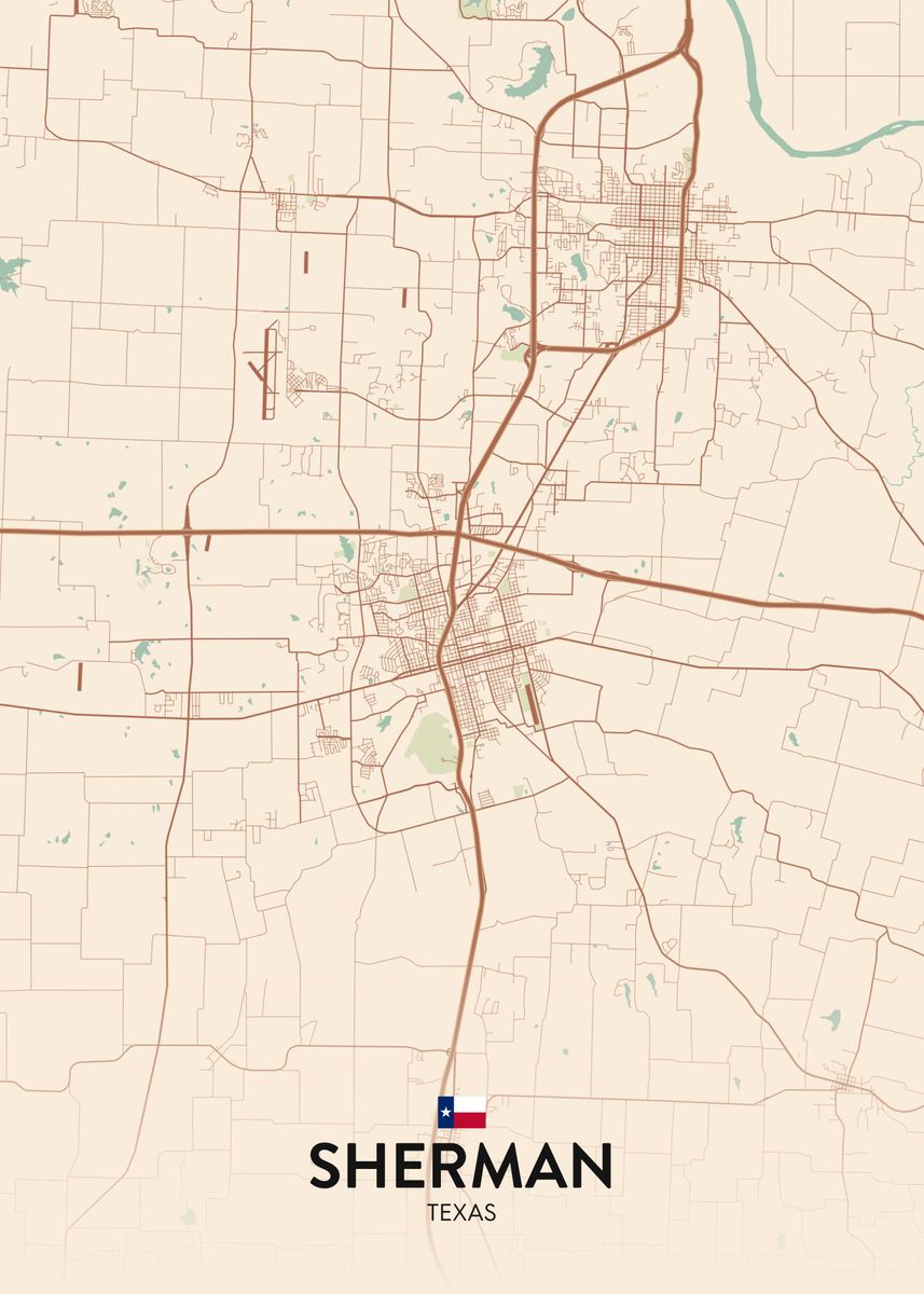 'Sherman TX' Poster, picture, metal print, paint by IMR Designs Displate