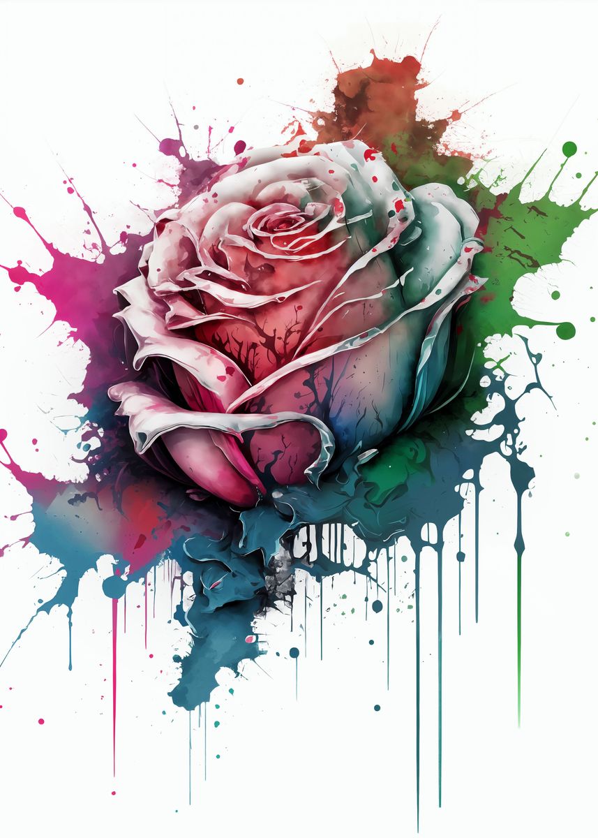 ‘Graffiti Rose’ Poster, picture, metal print, paint by DervlexArt