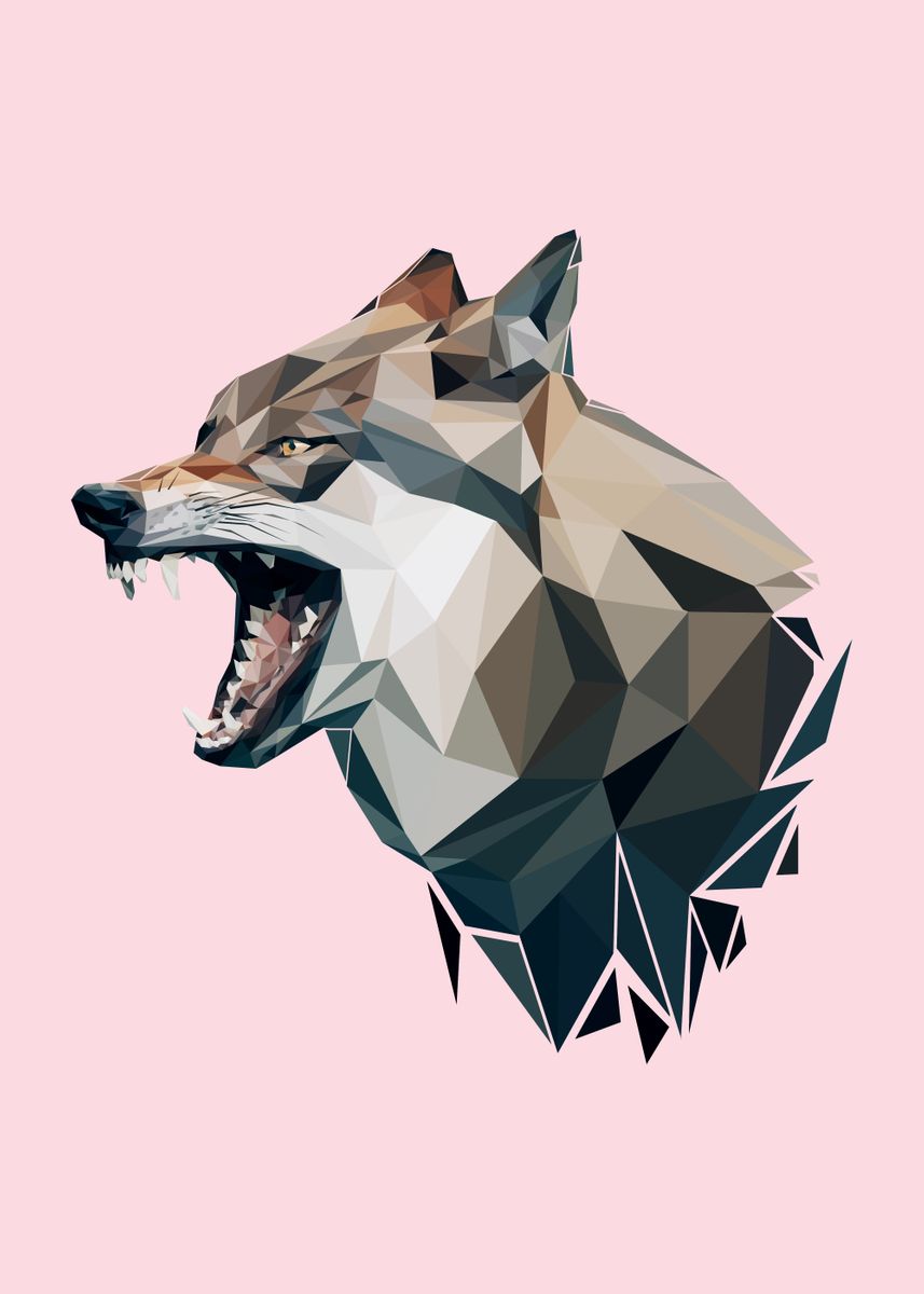 'wolf' Poster, picture, metal print, paint by Lowpoly Posters | Displate
