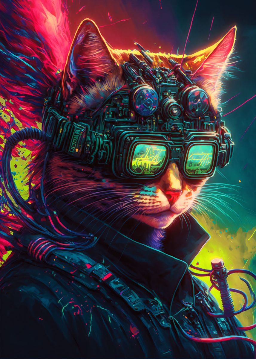 'The Cyberkitty' Poster, picture, metal print, paint by Xi Designs ...