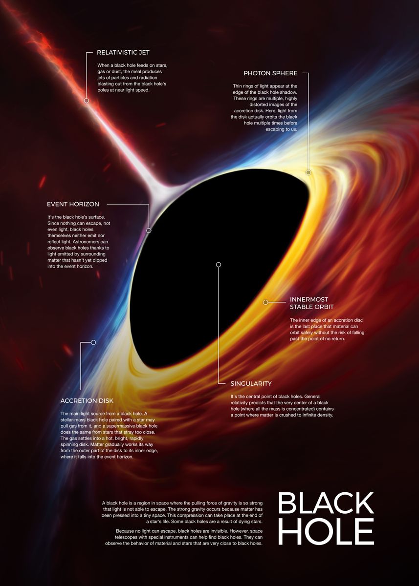 'Black Hole Infographic' Poster, picture, metal print, paint by Ale ...