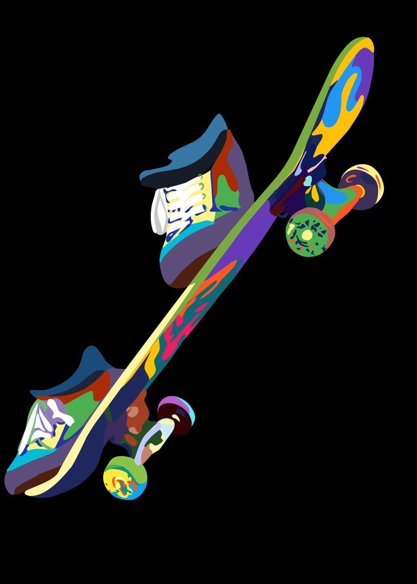 'Skateboard jumping pop art' Poster by Ihsa Nuddin Displate