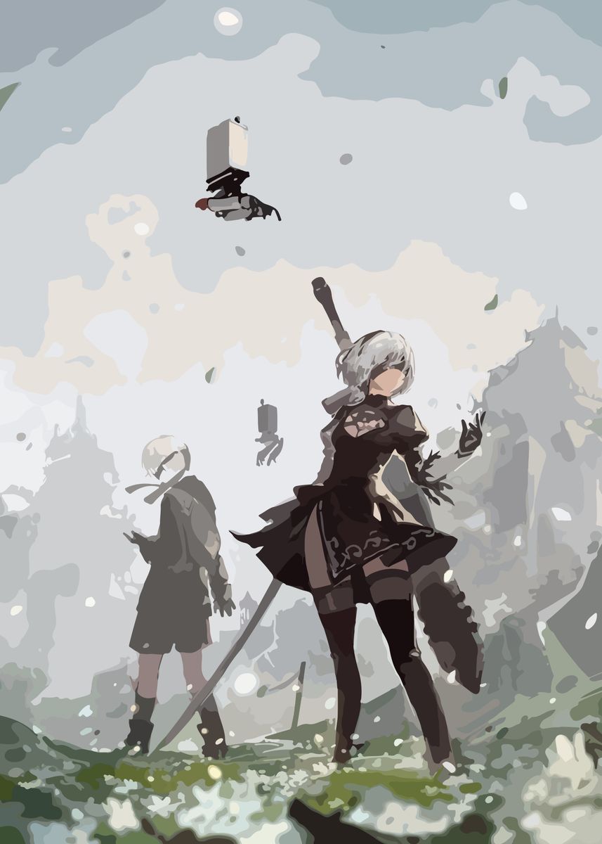 Nier Automata 2B Nier Automata Sword Anime Matte Finish Poster