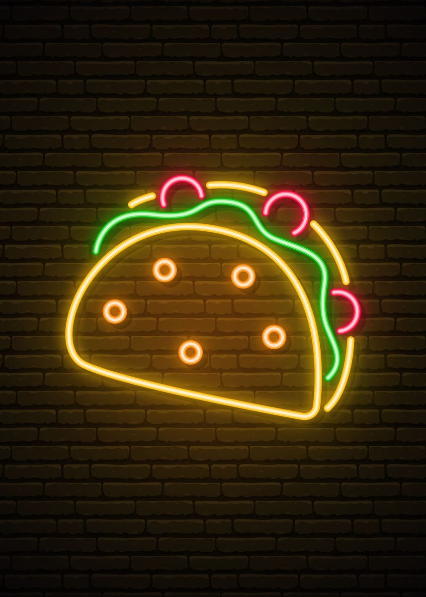 ‘Taco Neon Sign’ Poster by TESSERACT ART | Displate