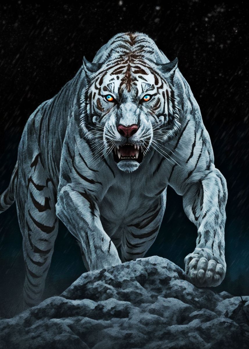 angry white tiger hd