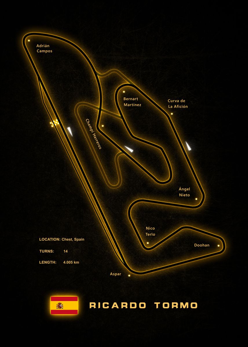 'Ricardo Tormo Circuit' Poster, picture, metal print, paint by Faissal
