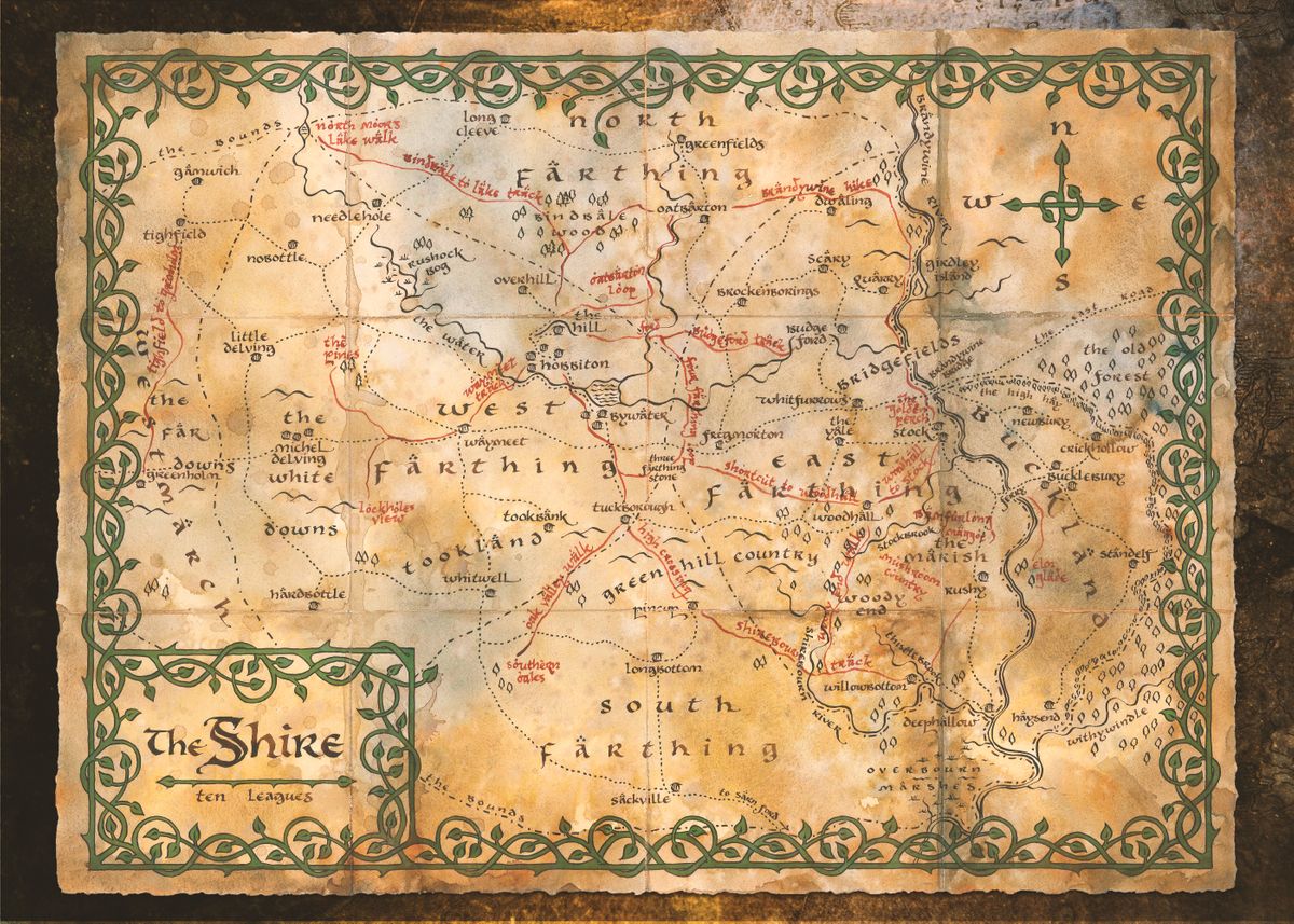  The Shire Map Poster By Middle Earth Displate