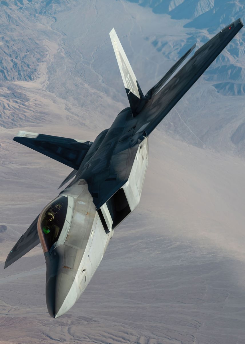 'f22 Flying Over Nevada' Poster, Picture, Metal Print, Paint By Galaxy 