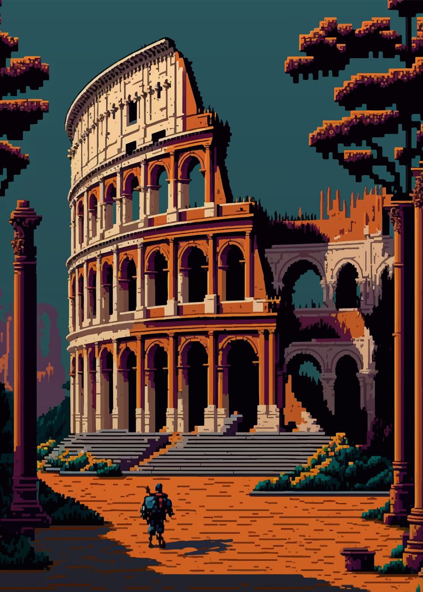 'Rome Pixel art' Poster, picture, metal print, paint by M Art | Displate