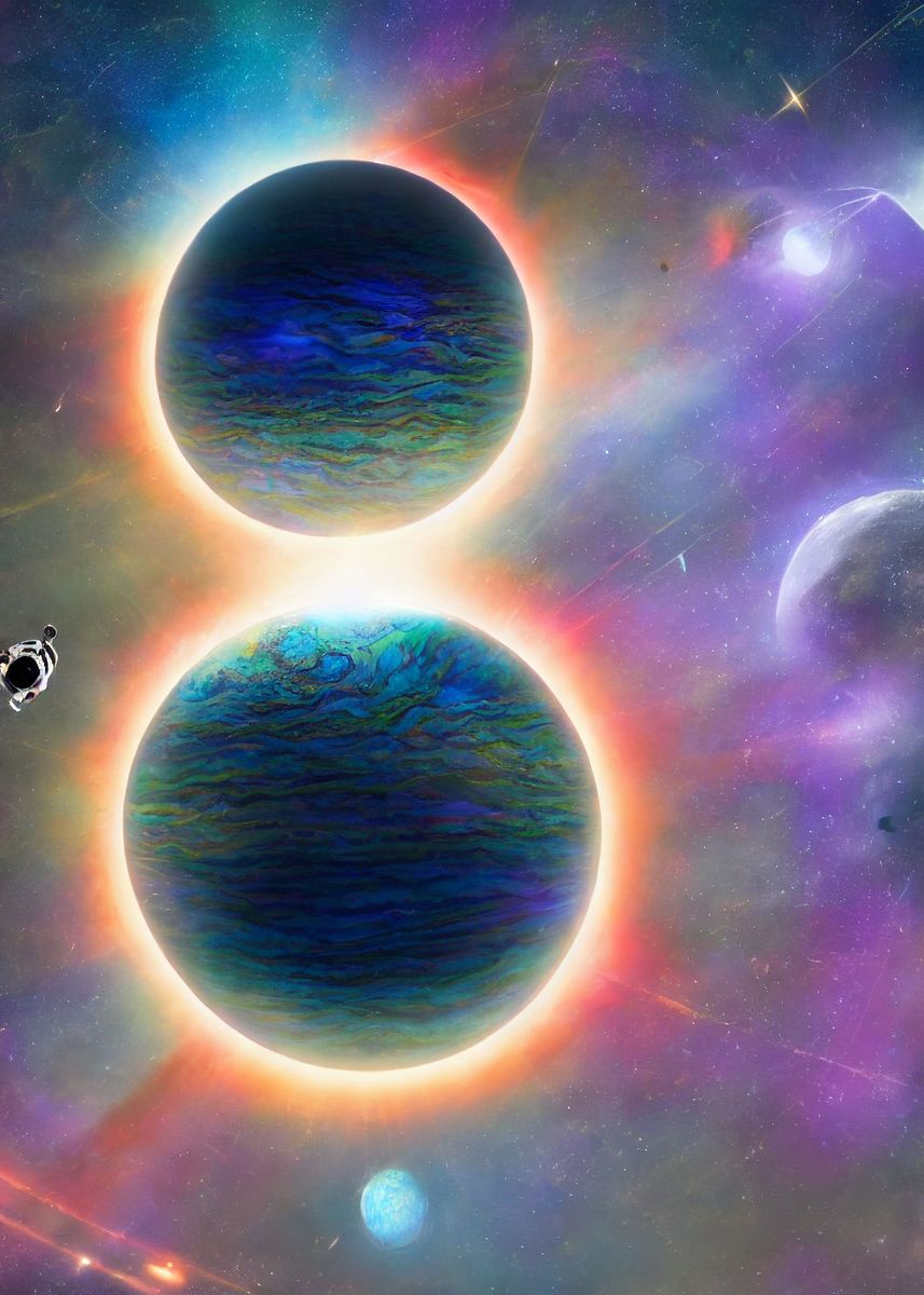 'Two colorful planets' Poster, picture, metal print, paint by Alkaner ...