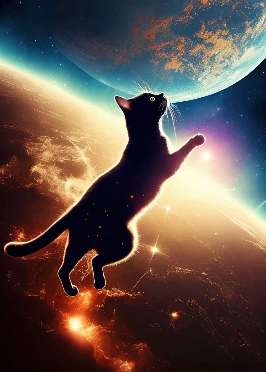 Cats Flying In Space Wallpaper