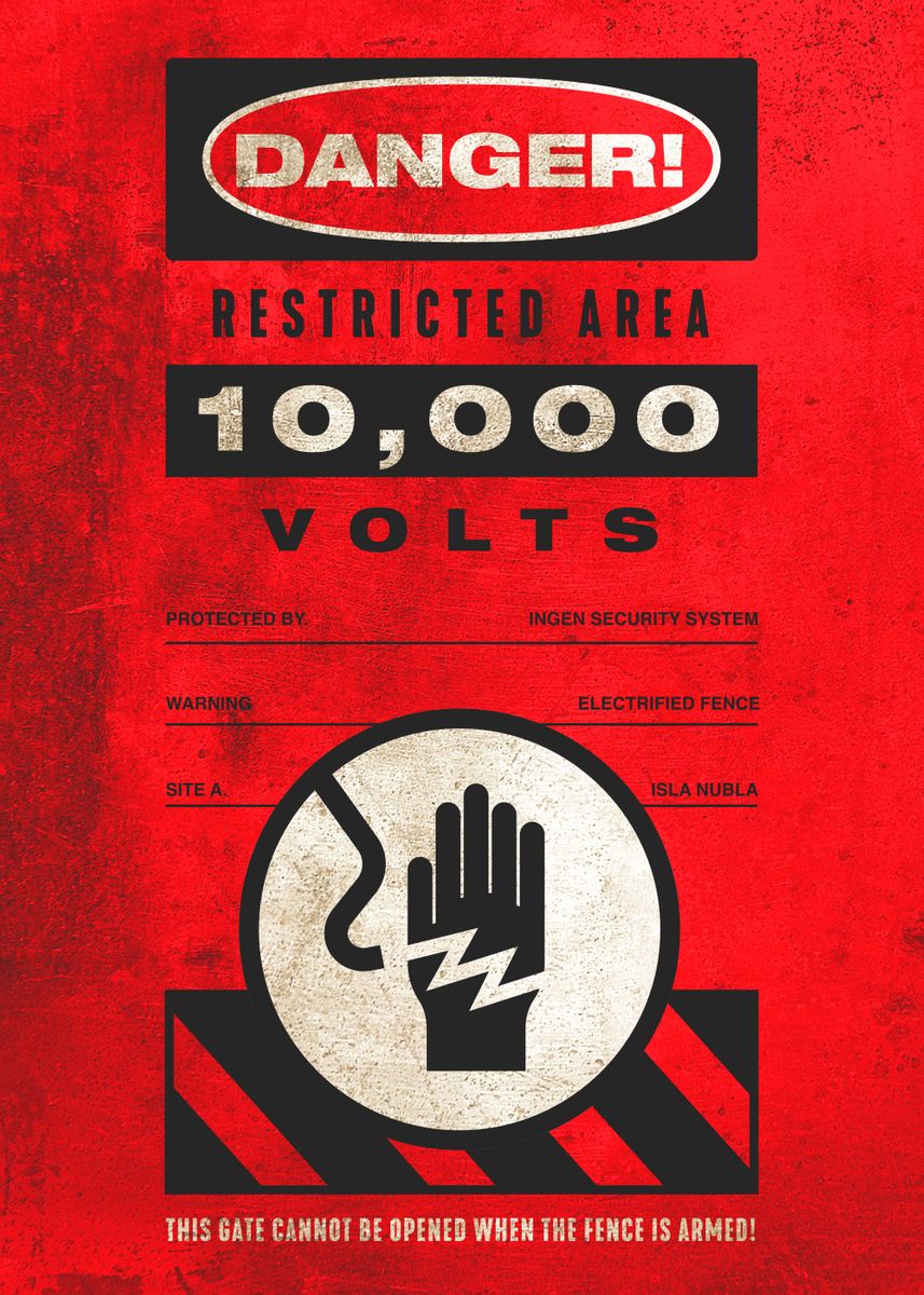 Danger 10000 Volts Poster Picture Metal Print Paint By Jurassic