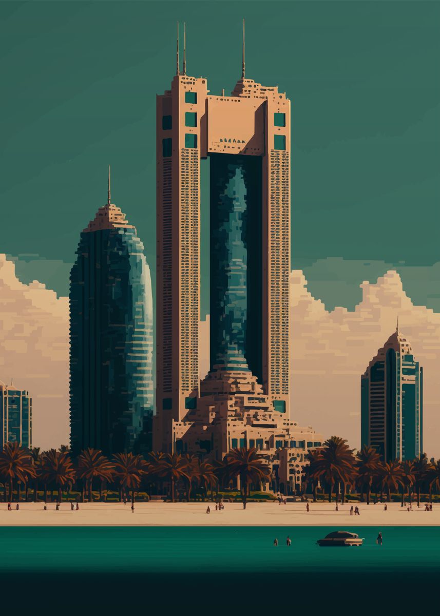 abu-dhabi-pixel-art-poster-picture-metal-print-paint-by-m-art