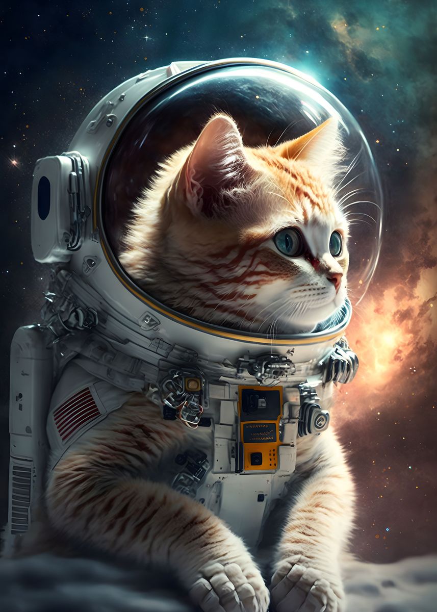 'Space Kitten' Poster, picture, metal print, paint by David Godbehere ...