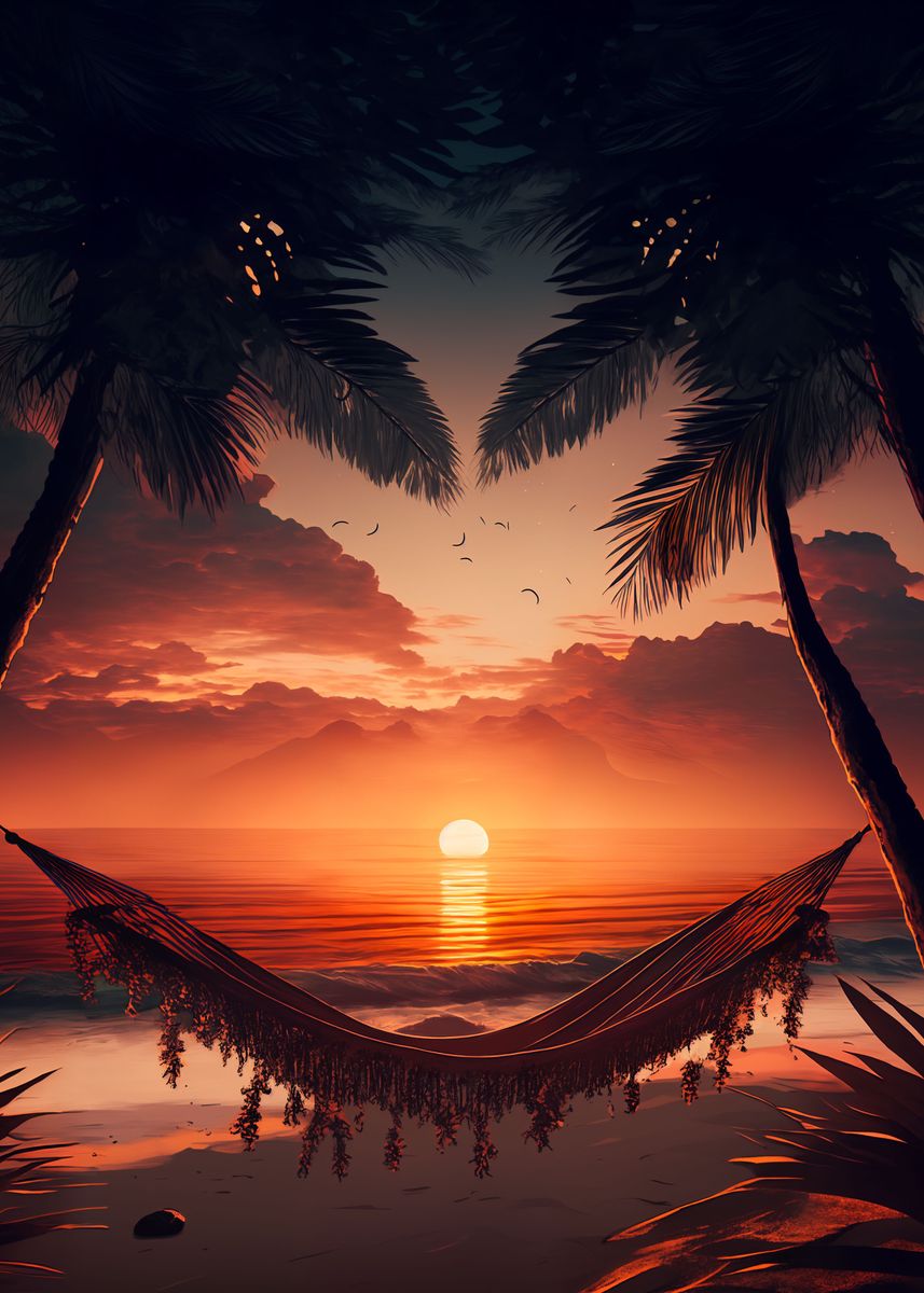 'Late Night Beach' Poster, picture, metal print, paint by DervlexArt