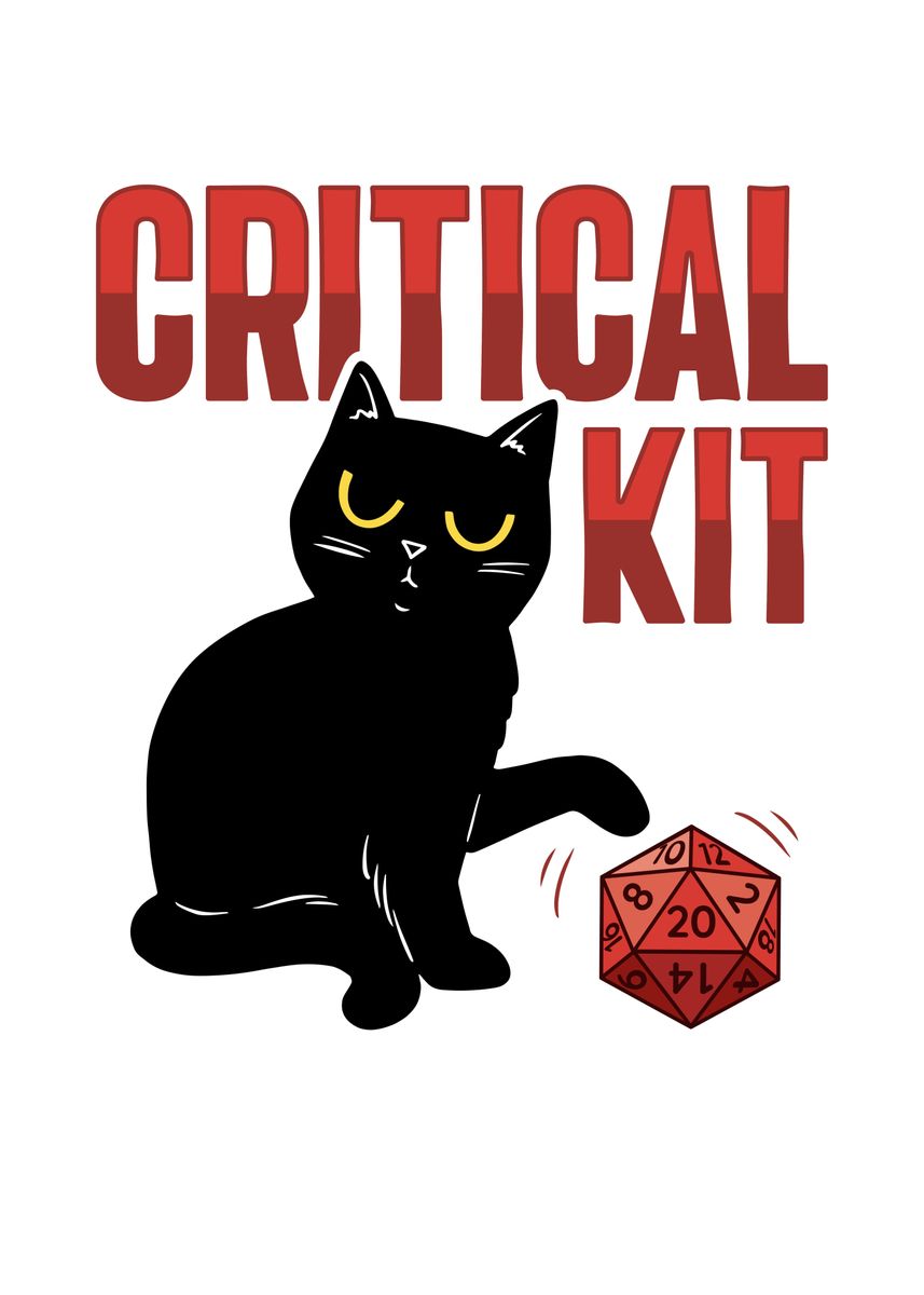 'D20 Cat RPG Gamer' Poster, picture, metal print, paint by Michael