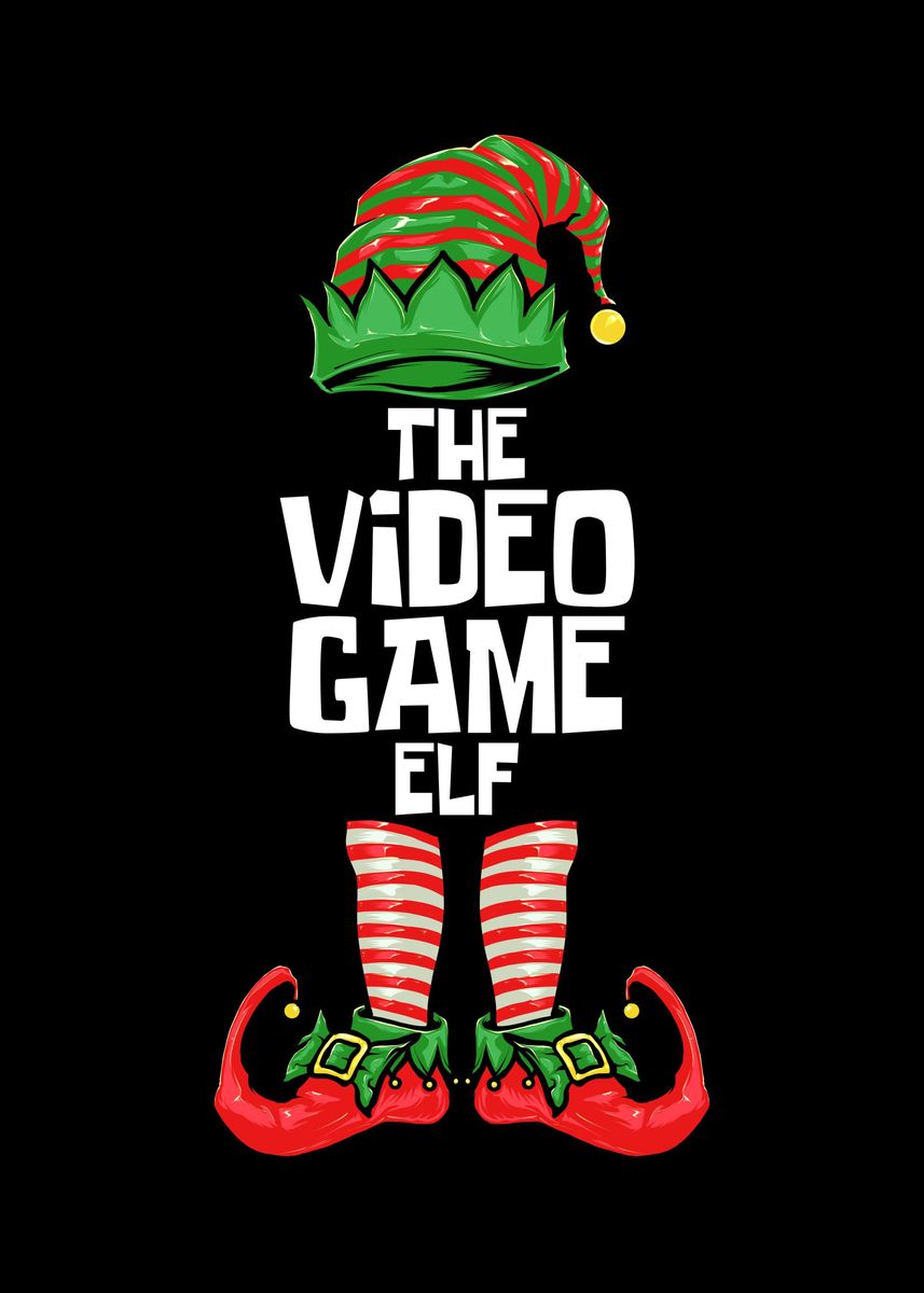 'Christmas Video Game Elf' Poster, picture, metal print, paint by Mealla Displate