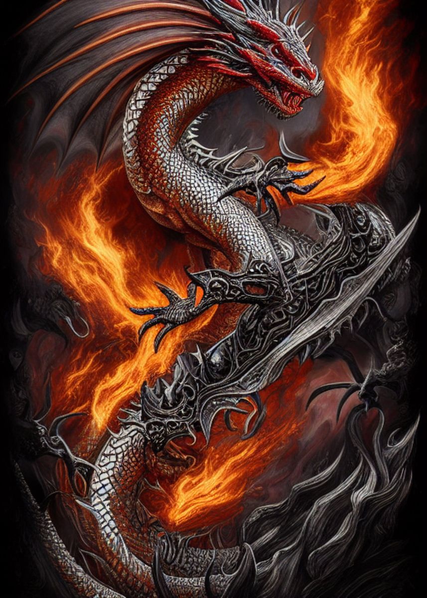 'The Fire Dragon Fantasy' Poster, picture, metal print, paint by Max ...