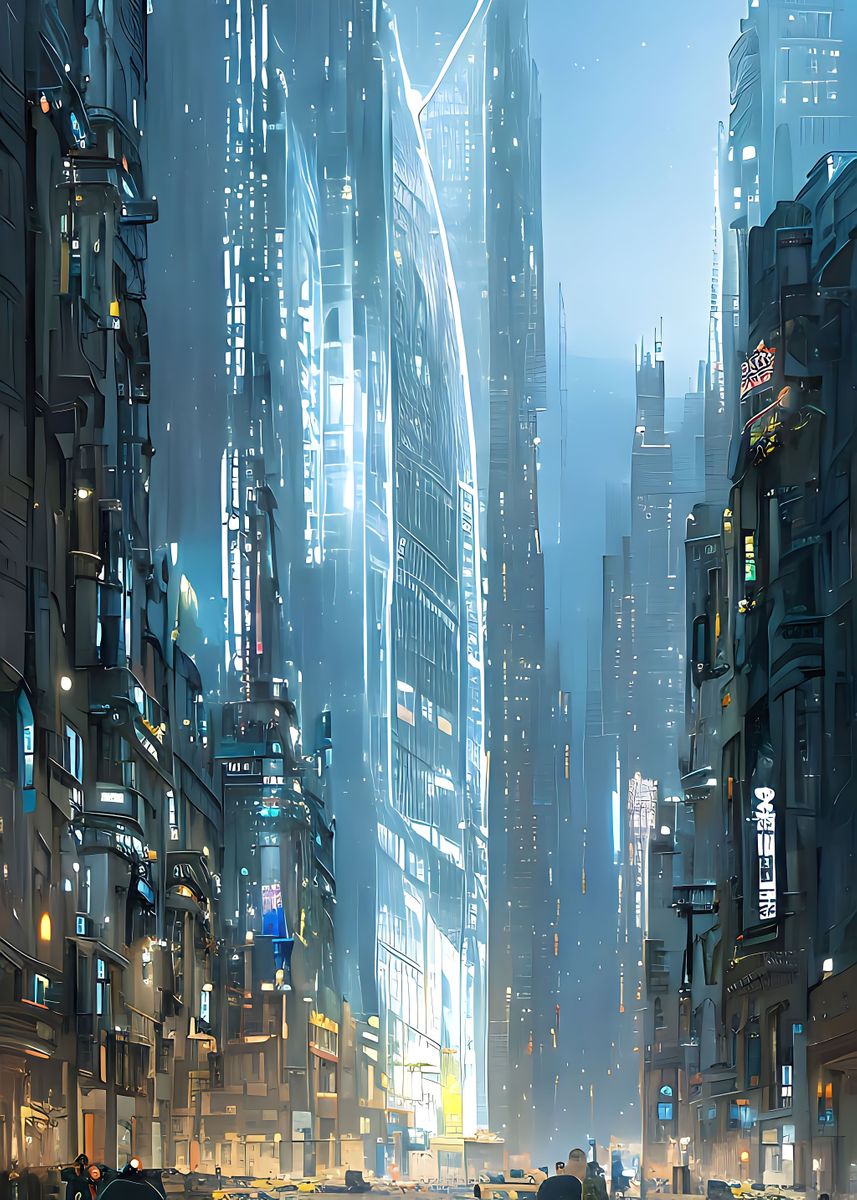 'Future City Painting' Poster, picture, metal print, paint by Alex Bayu ...