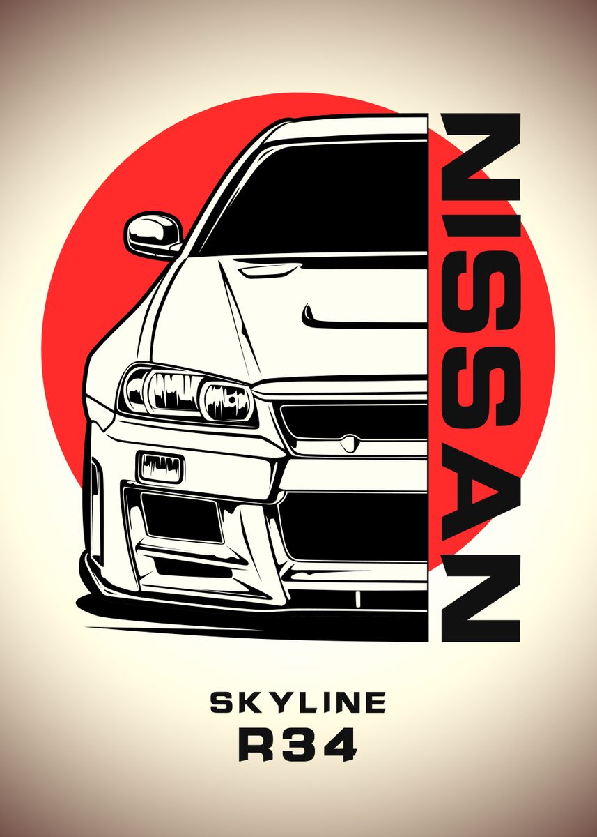 'Nissan GTR R34' Poster by Faissal Thomas | Displate