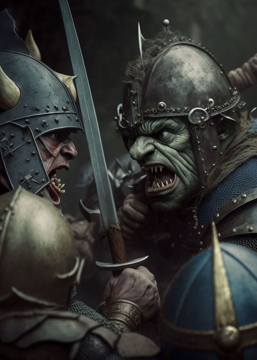 'The battle of dark orcs' Poster, picture, metal print, paint by ...