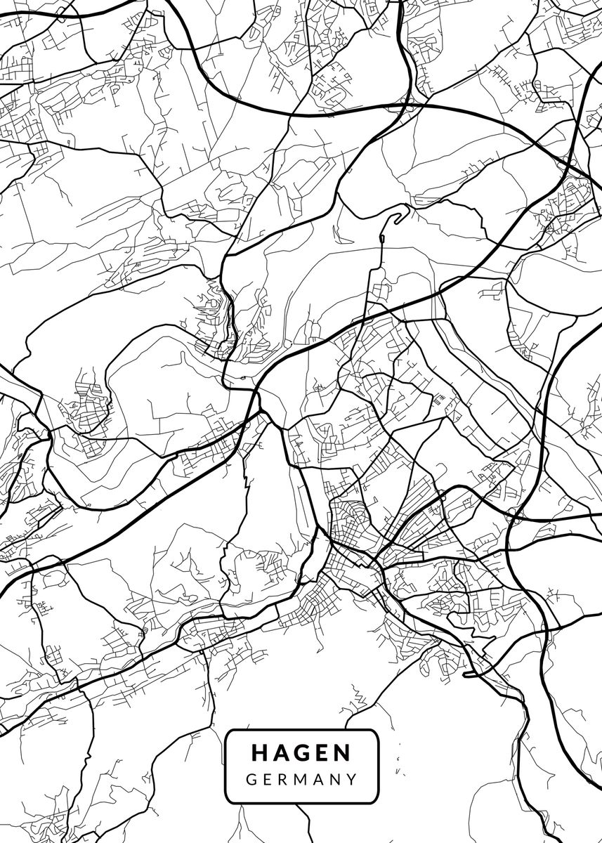 'Hagen Map Germany' Poster by Raka Halilintar Displate