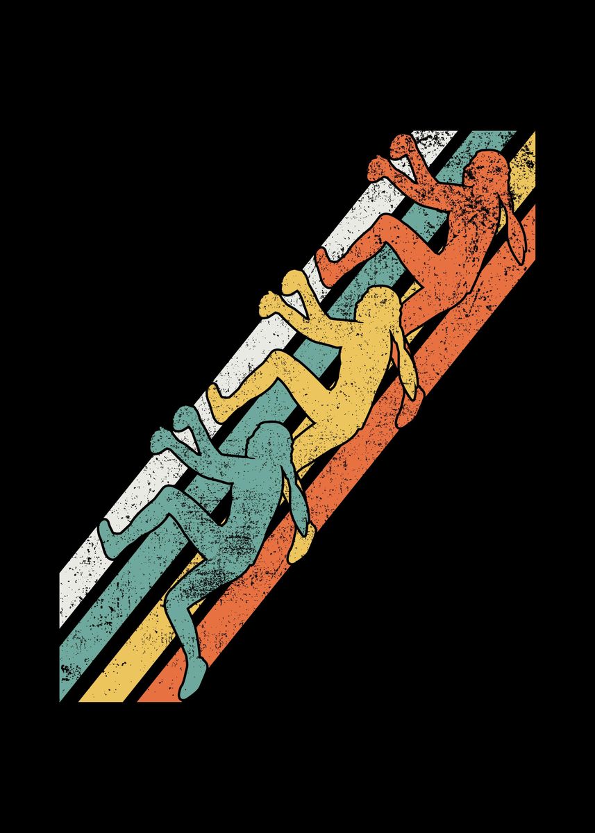 'Rock Climbing Girl' Poster, picture, metal print, paint by Mealla