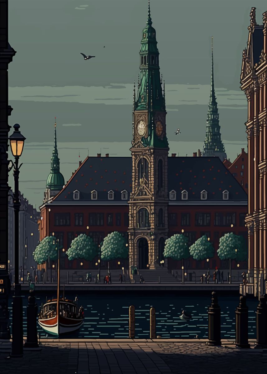 'Copenhagen Pixel art' Poster, picture, metal print, paint by M Art ...