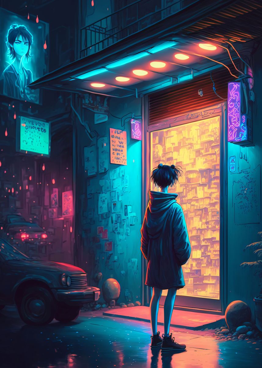 'Cyberpunk Studio Ghibli 9' Poster, picture, metal print, paint by ...