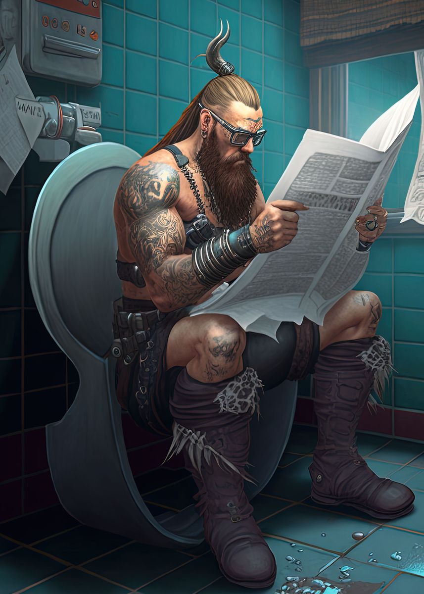 'Viking Toilet' Poster, picture, metal print, paint by VikingWayOfLife