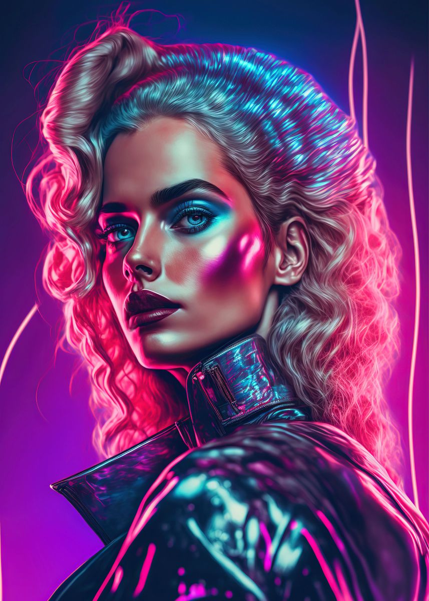 'Synthwave Neon Lady' Poster, picture, metal print, paint by Sigma Rat ...