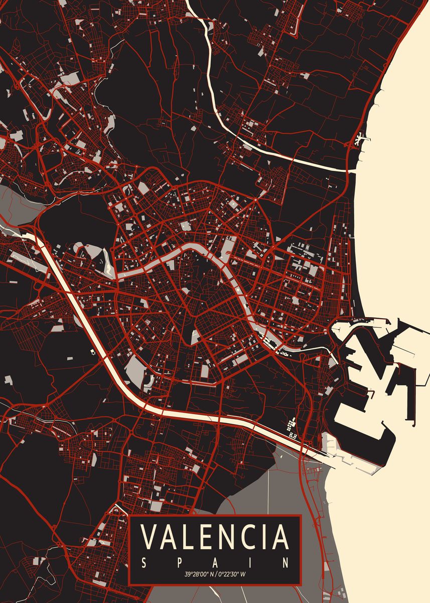 Valencia City Map Vector Poster Picture Metal Print Paint By DeMAP Bdae09680ae96931188c7ecfa1f9fe46 1c578345ec781332335ec5194677ef36
