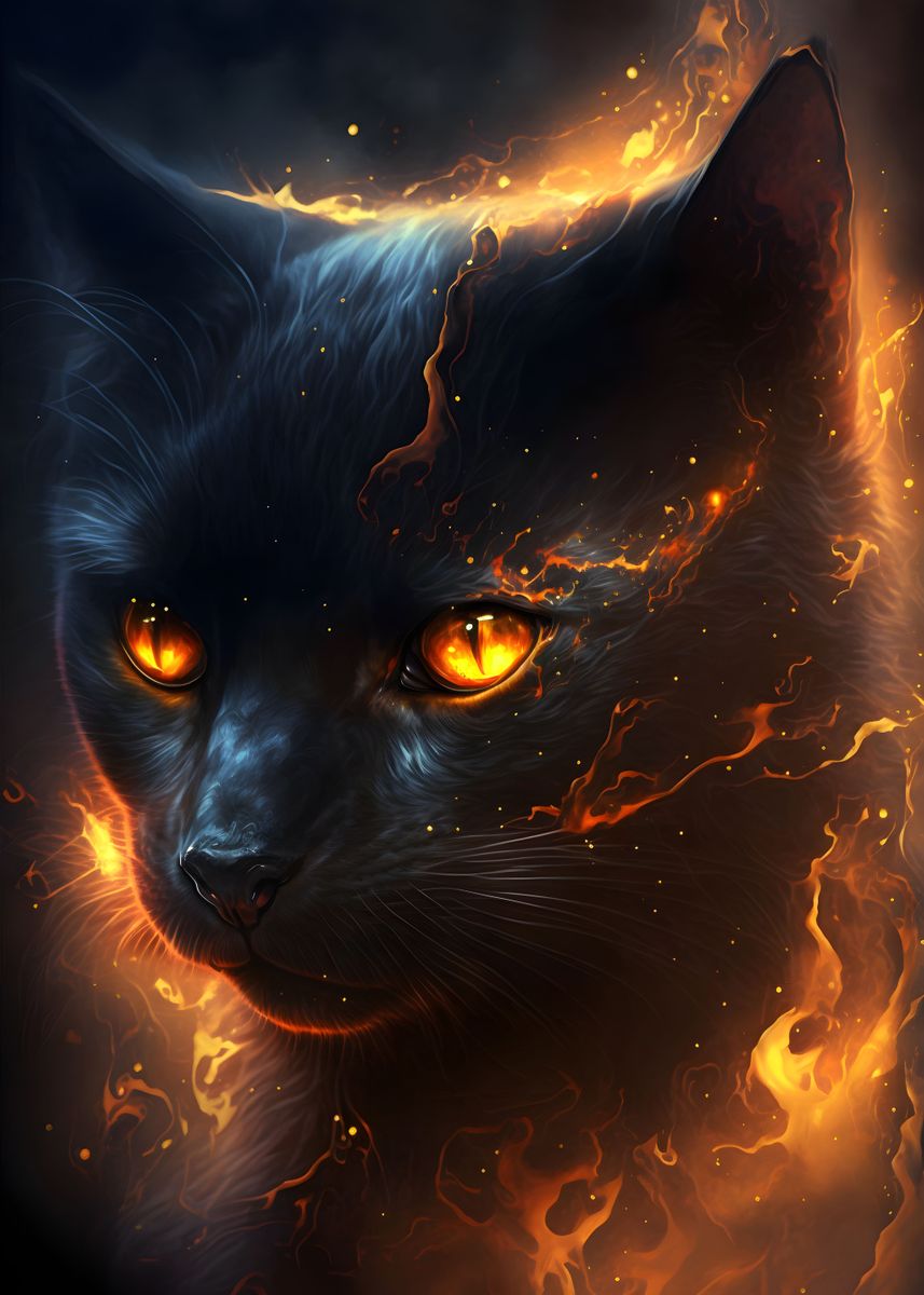 'Fire Meow With Me' Poster, picture, metal print, paint by Black Eyed ...