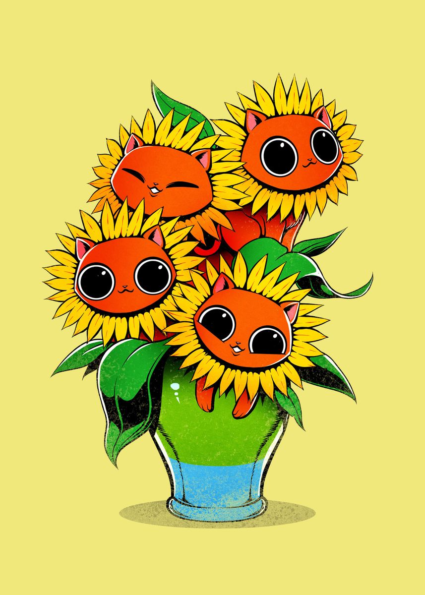'Sunflower Cat' Poster by Tobias Fonseca Displate