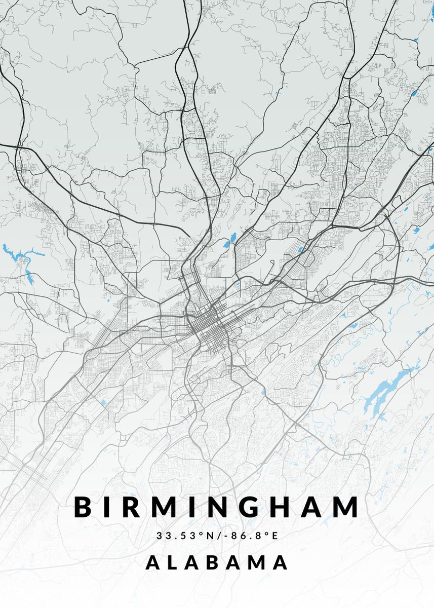 'Birmingham City Map' Poster by NoLapan | Displate