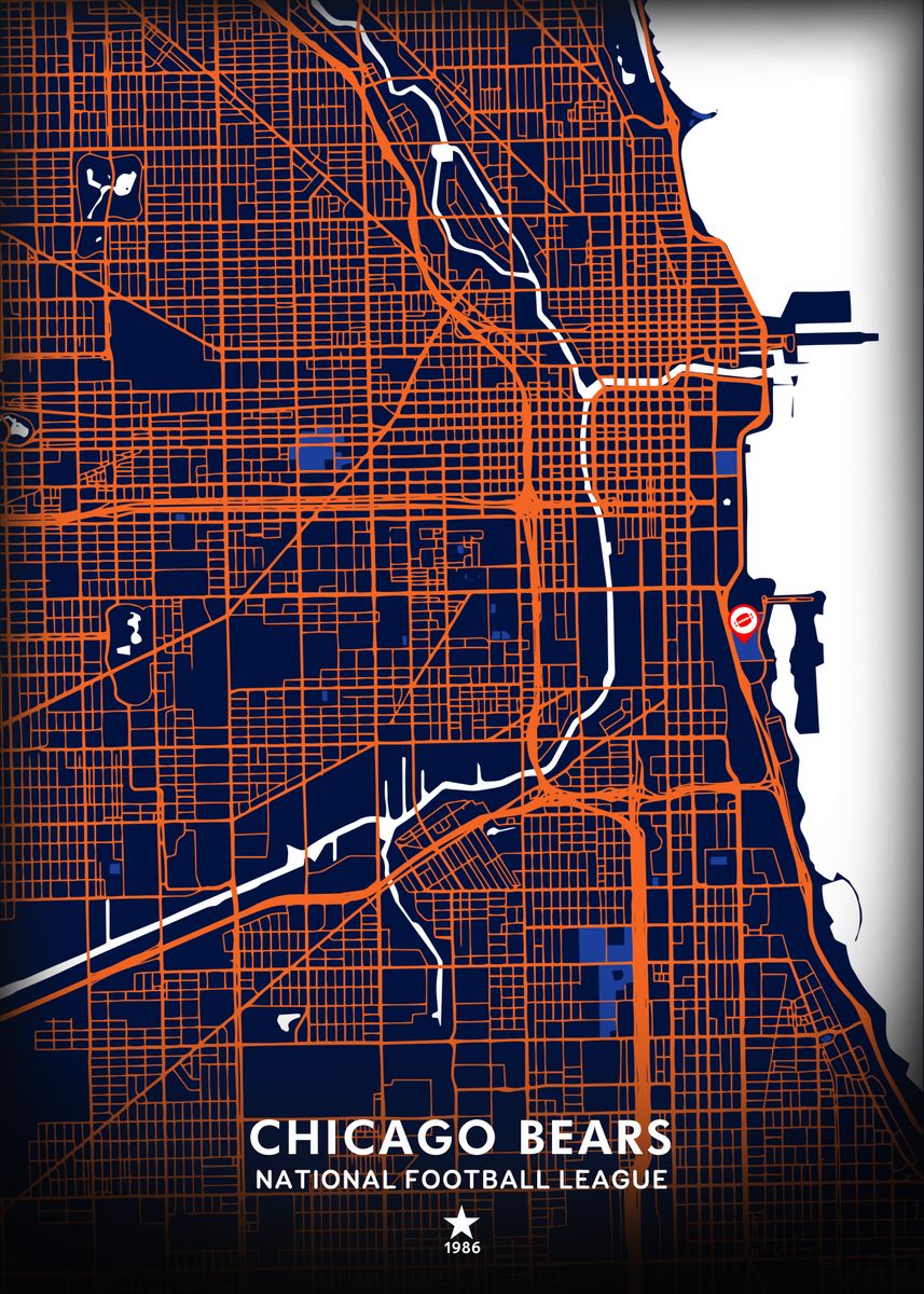 'Chicago Bears' Poster, picture, metal print, paint by Yates Madeline