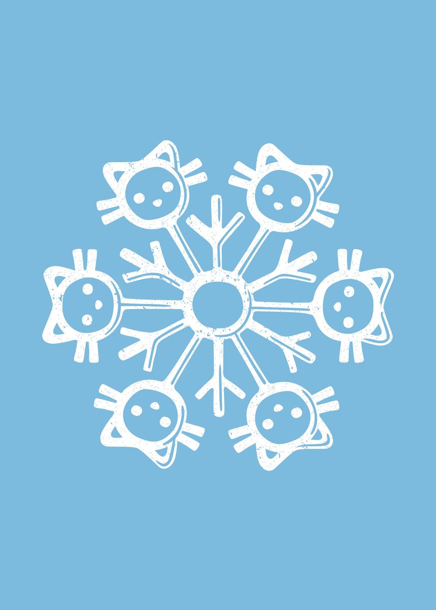'Snowflake Cat Winter' Poster, picture, metal print, paint by Tobias Fonseca Displate