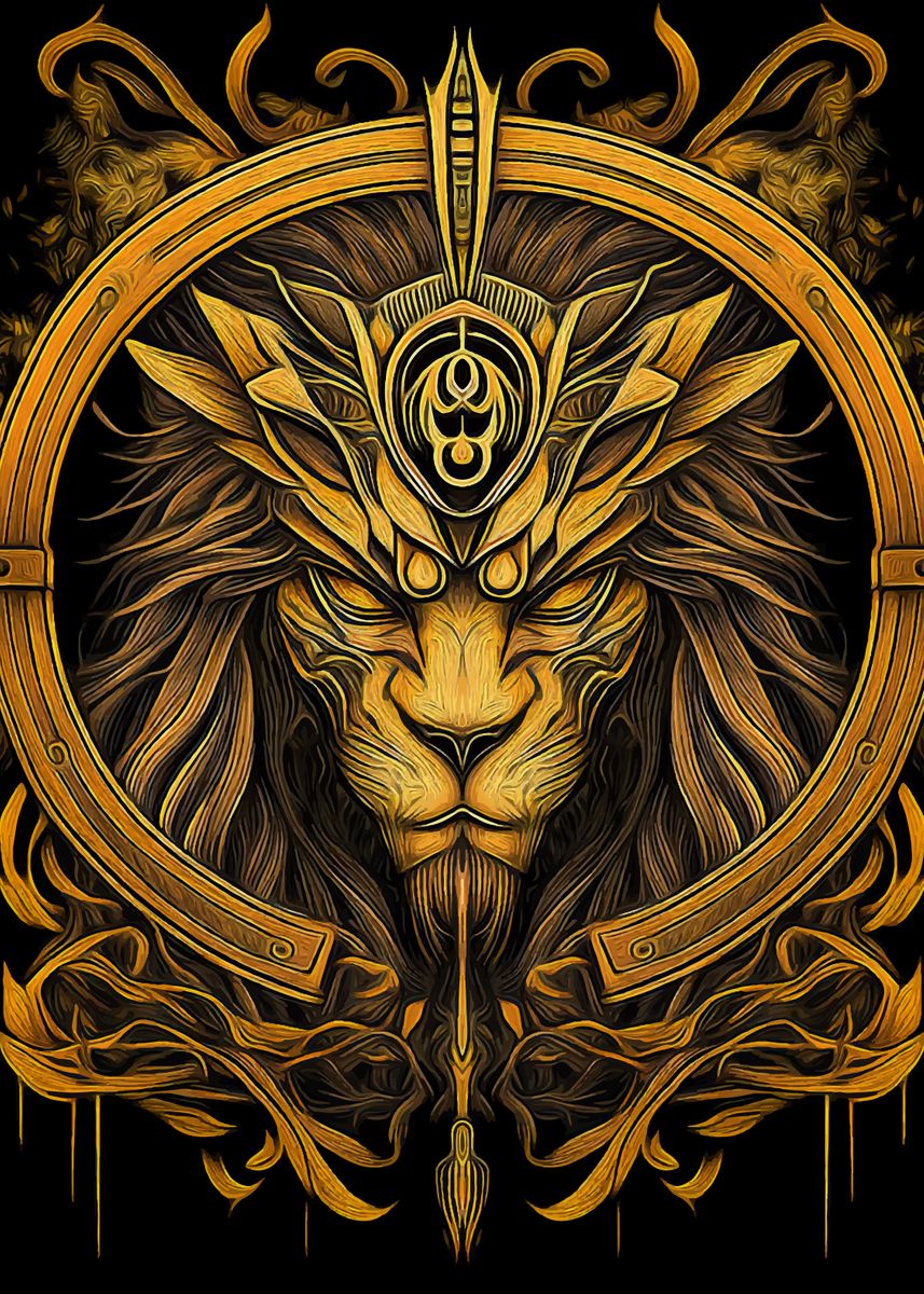 'Lion in Japanese art 2' Poster by MasterHead Displate