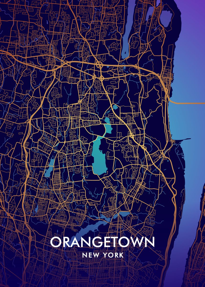 'Orangetown' Poster, picture, metal print, paint by Miracle Studio ...