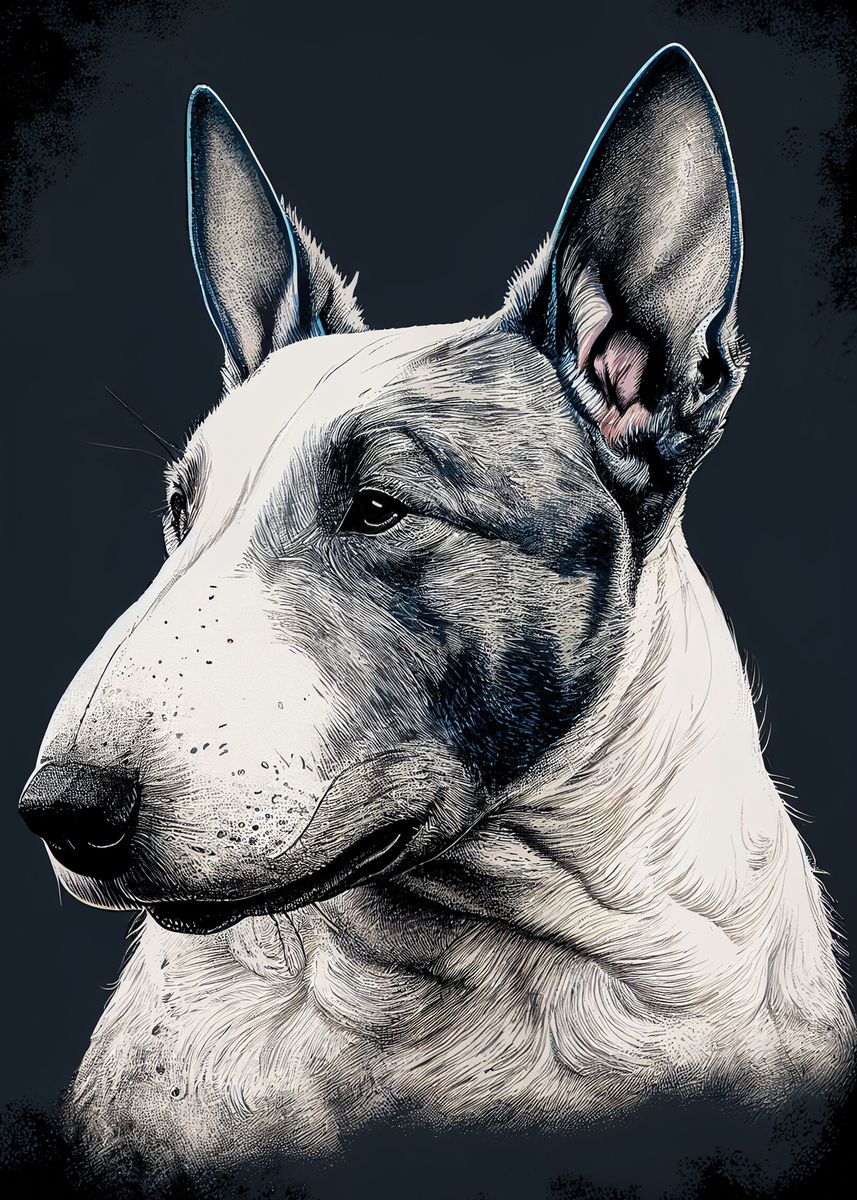 'Bull Terrier Dog Portrait' Poster by DecoyDesign | Displate