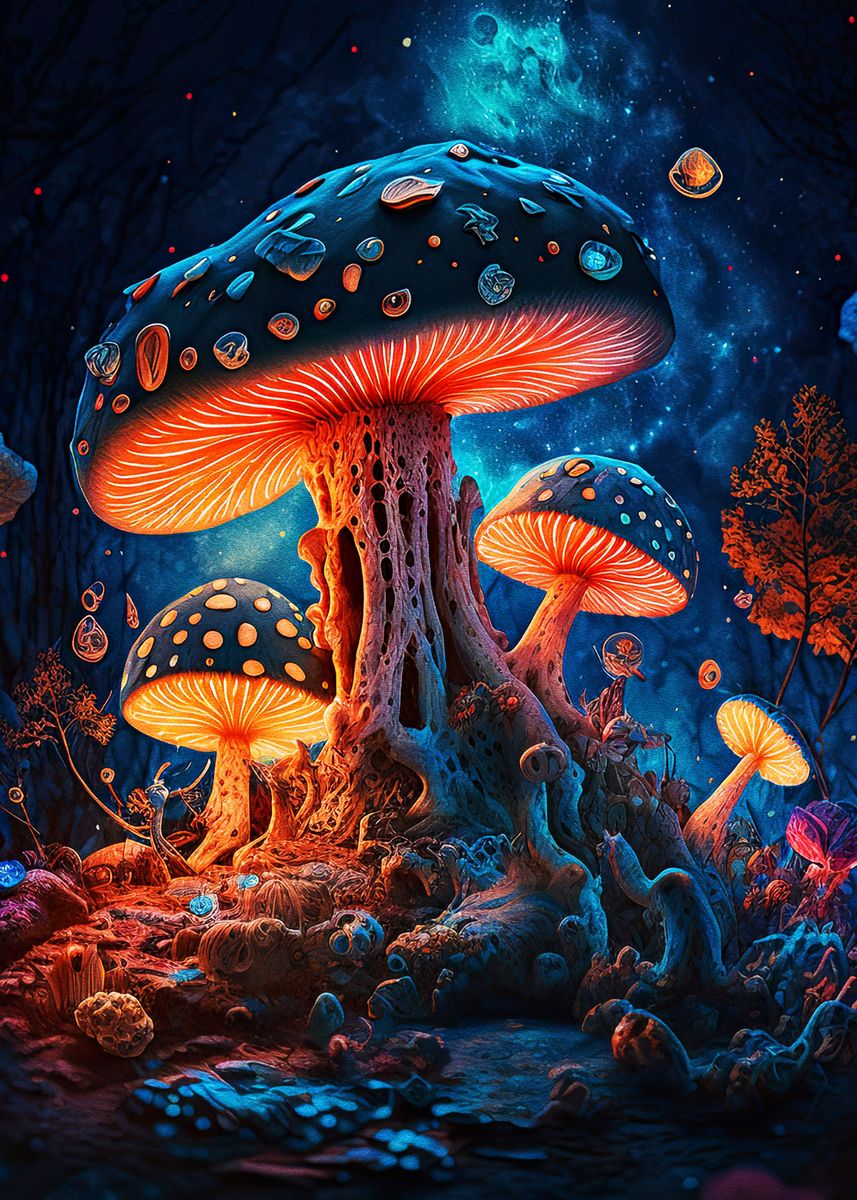 'Mushroom Forest' Poster, picture, metal print, paint by Coffee Design ...