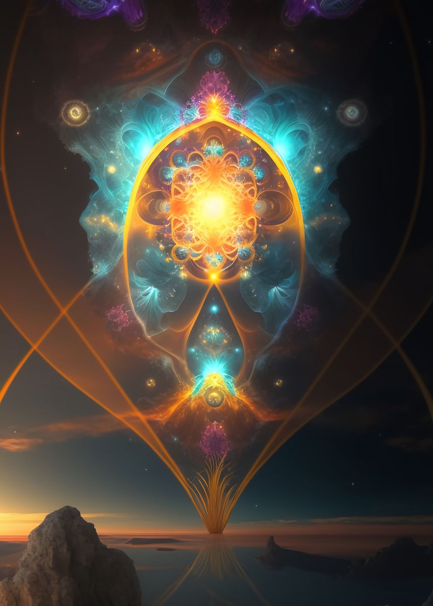 'Sacred sunrise IV' Poster, picture, metal print, paint by Michal Dunaj ...