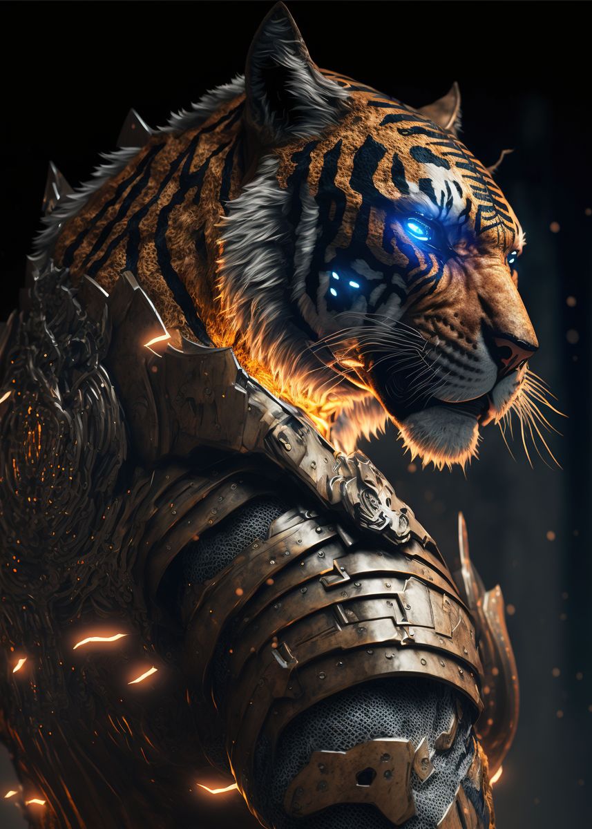 'Future Tiger' Poster, picture, metal print, paint by Sunrise Game